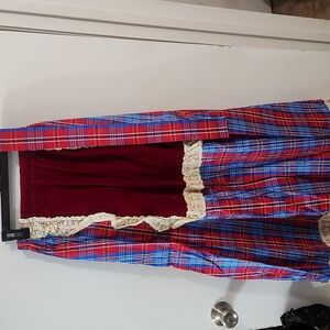 Vtg Chessa Davis Boho Maxi Skirt Plaid Taffeta, Lace , Velvet